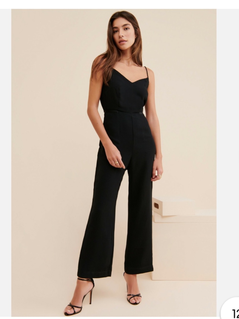Anthropologie Maeve Magdalena V-Neck Wide Leg Jumpsuit Black